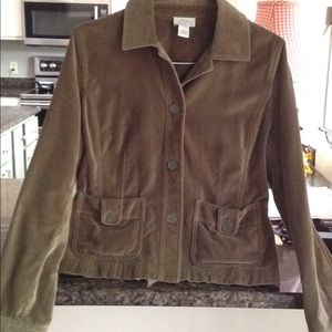 Ann Taylor Loft olive blazer/coat velvet; size 12